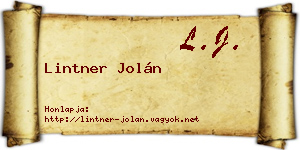 Lintner Jolán névjegykártya