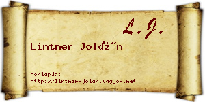 Lintner Jolán névjegykártya